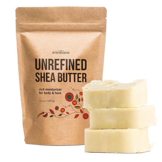 Raw Shea Butter - 100% Pure African Unrefined Shea Butter with Natural Smoky Scent | Moisturizer for Dry Skin & Hair, DIY Body Butter, Soap, Lip Balm - 1 Lb Bar
